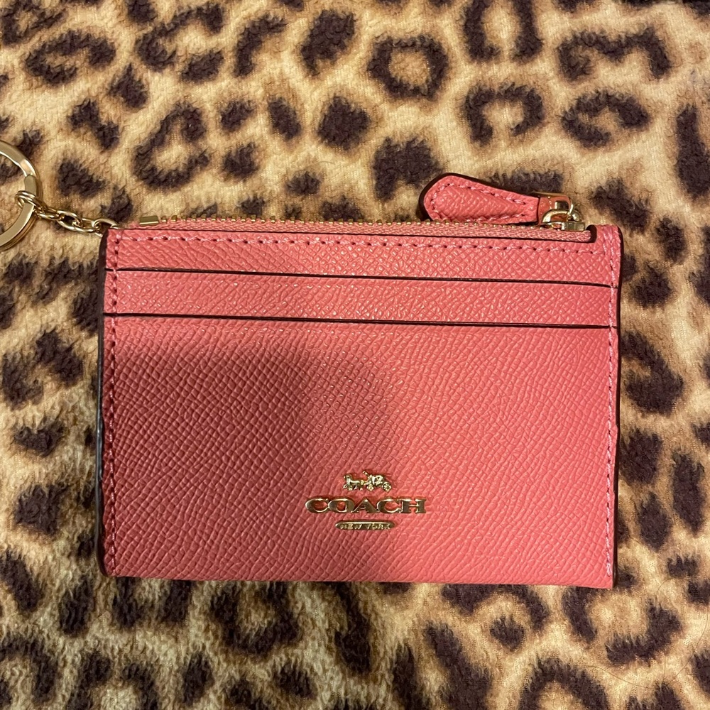 Coral Coach Skinny Mini wallet